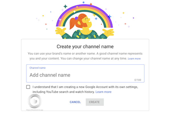 Elige un nombre para tu canal de YouTube
